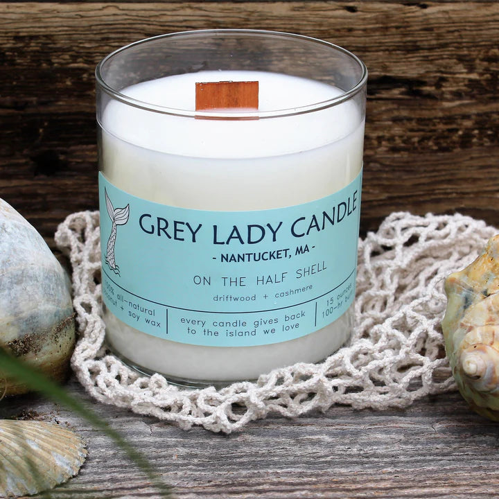 Grey Lady Candle - On the Half Shell