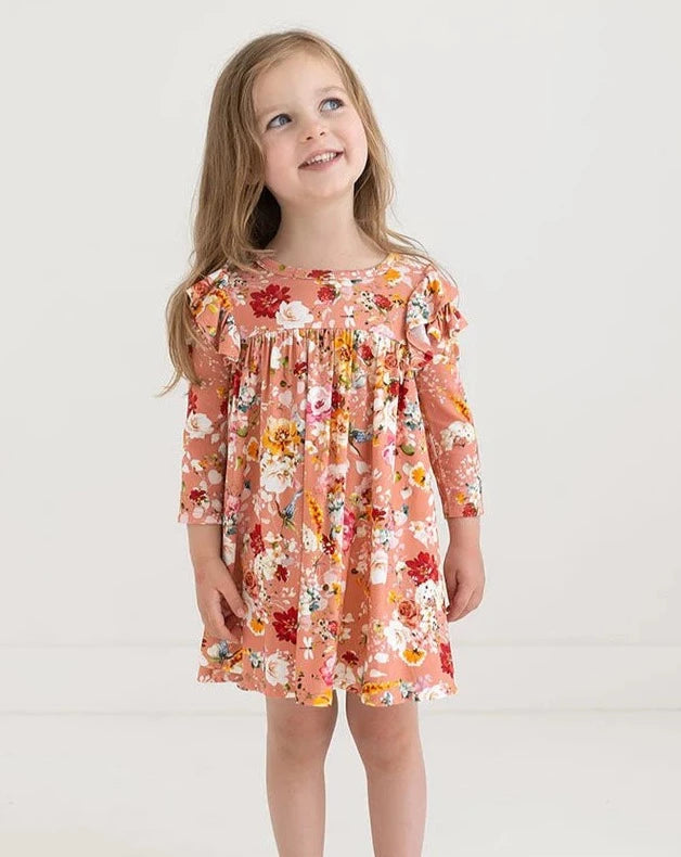 3/4 Sleeve Flutter Dress - Celia