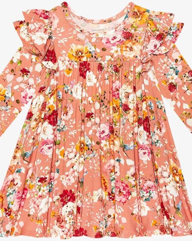 3/4 Sleeve Flutter Dress - Celia