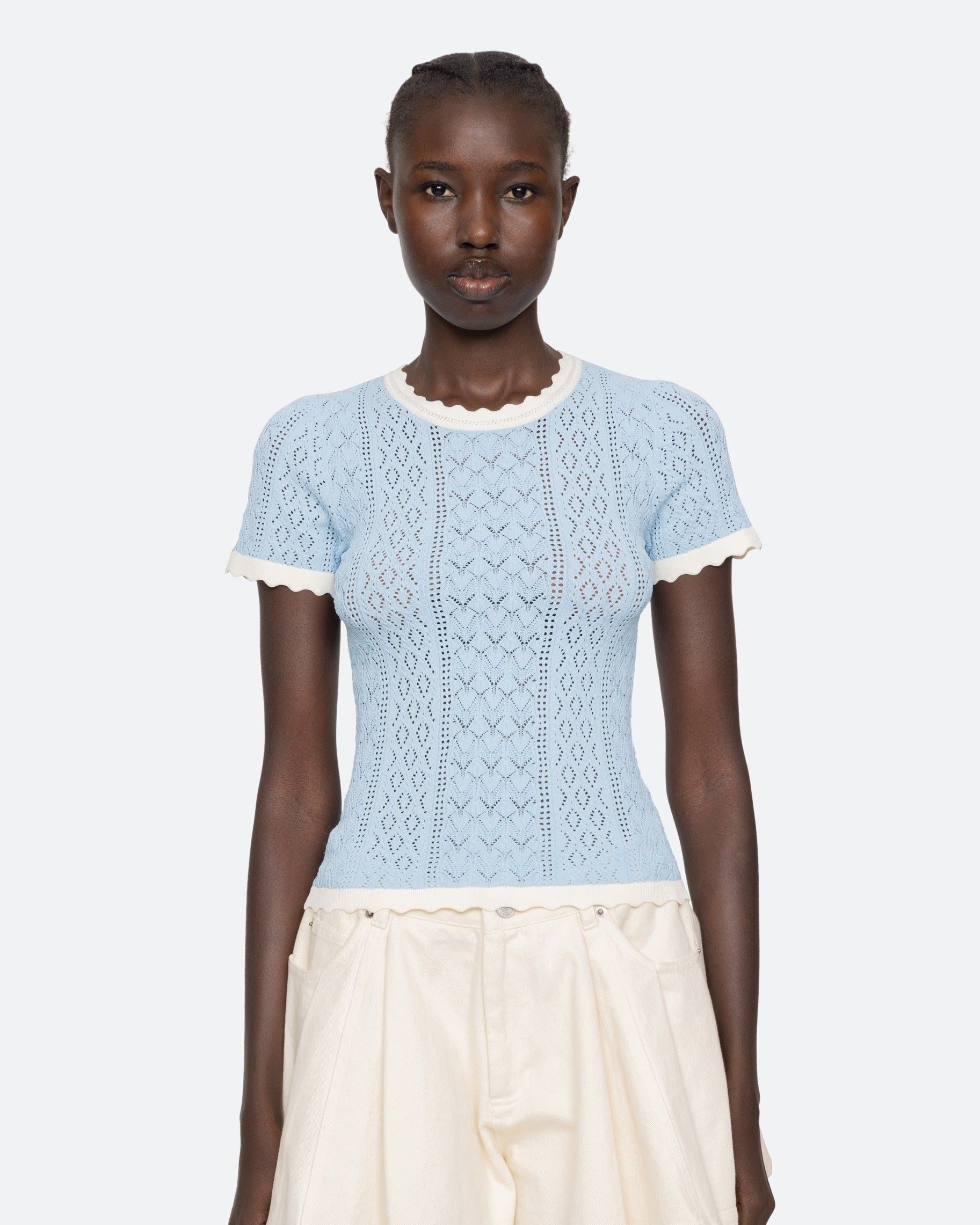Georgia Knit Short Sleeve Top - Blue