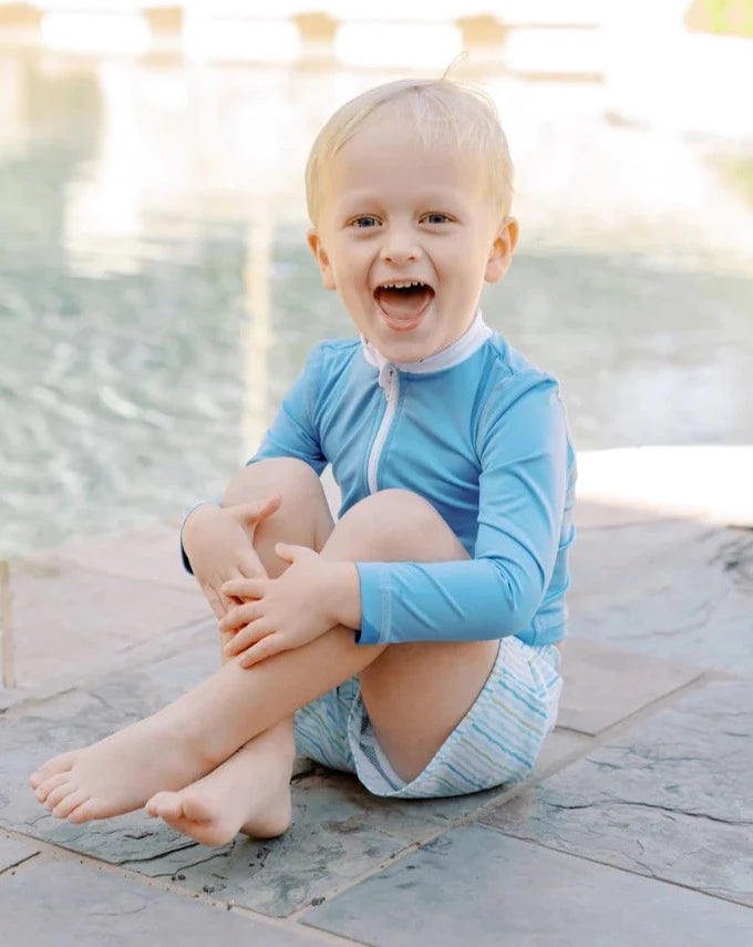 Light Blue (Stripe) Boy Rash Guard