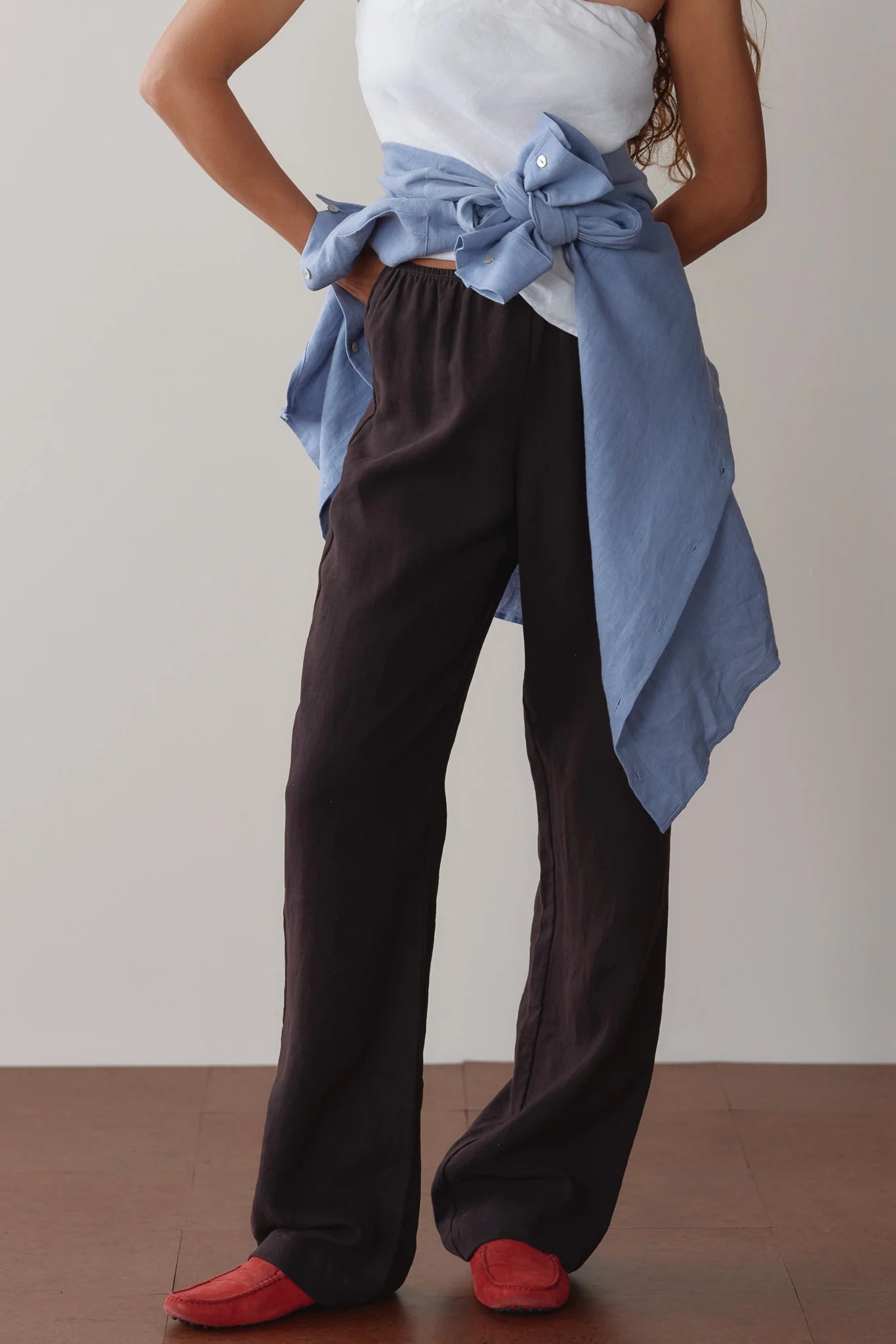 The Linen Simple Pant - Espresso