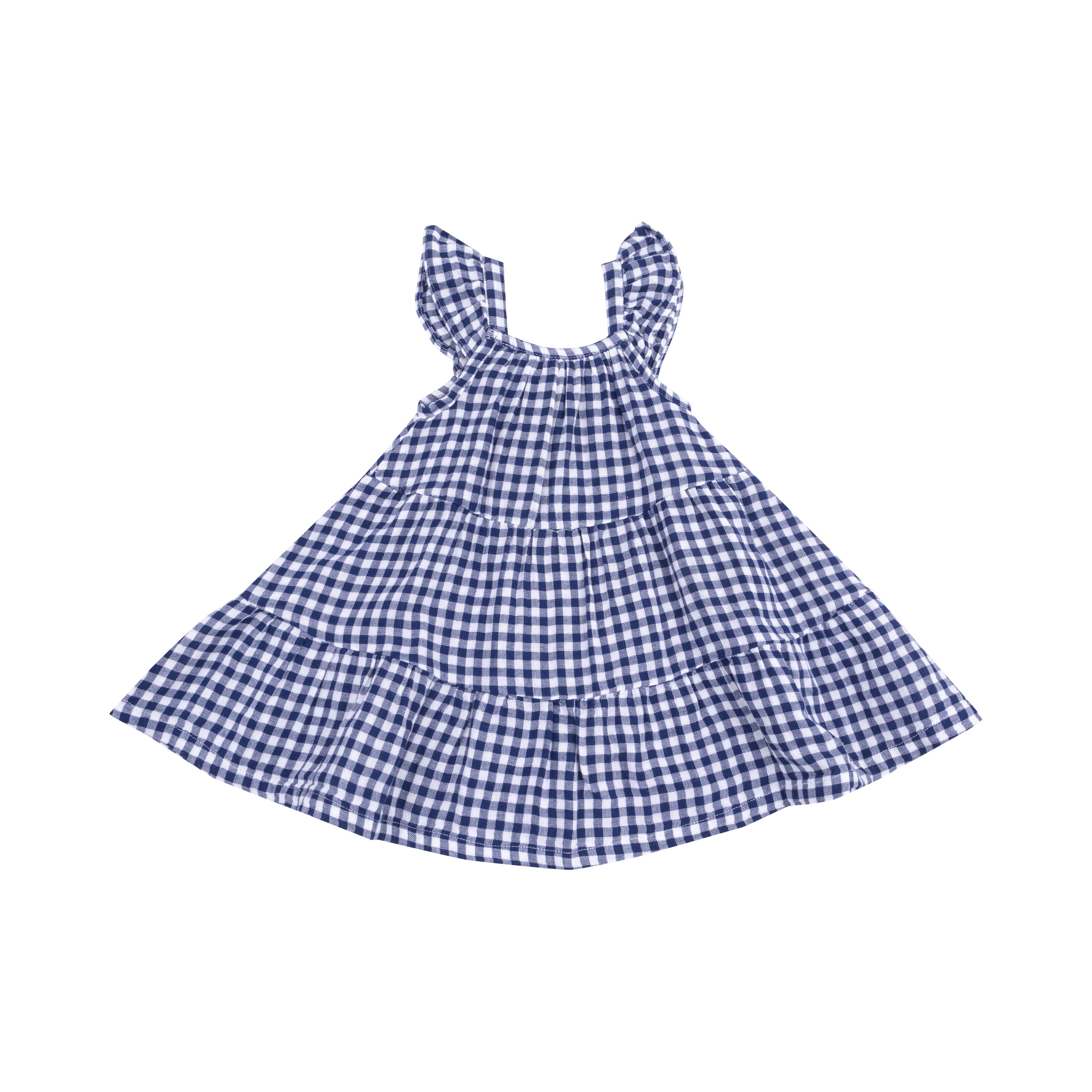 Twirly Sundress & Diaper Cover - Navy Gingham