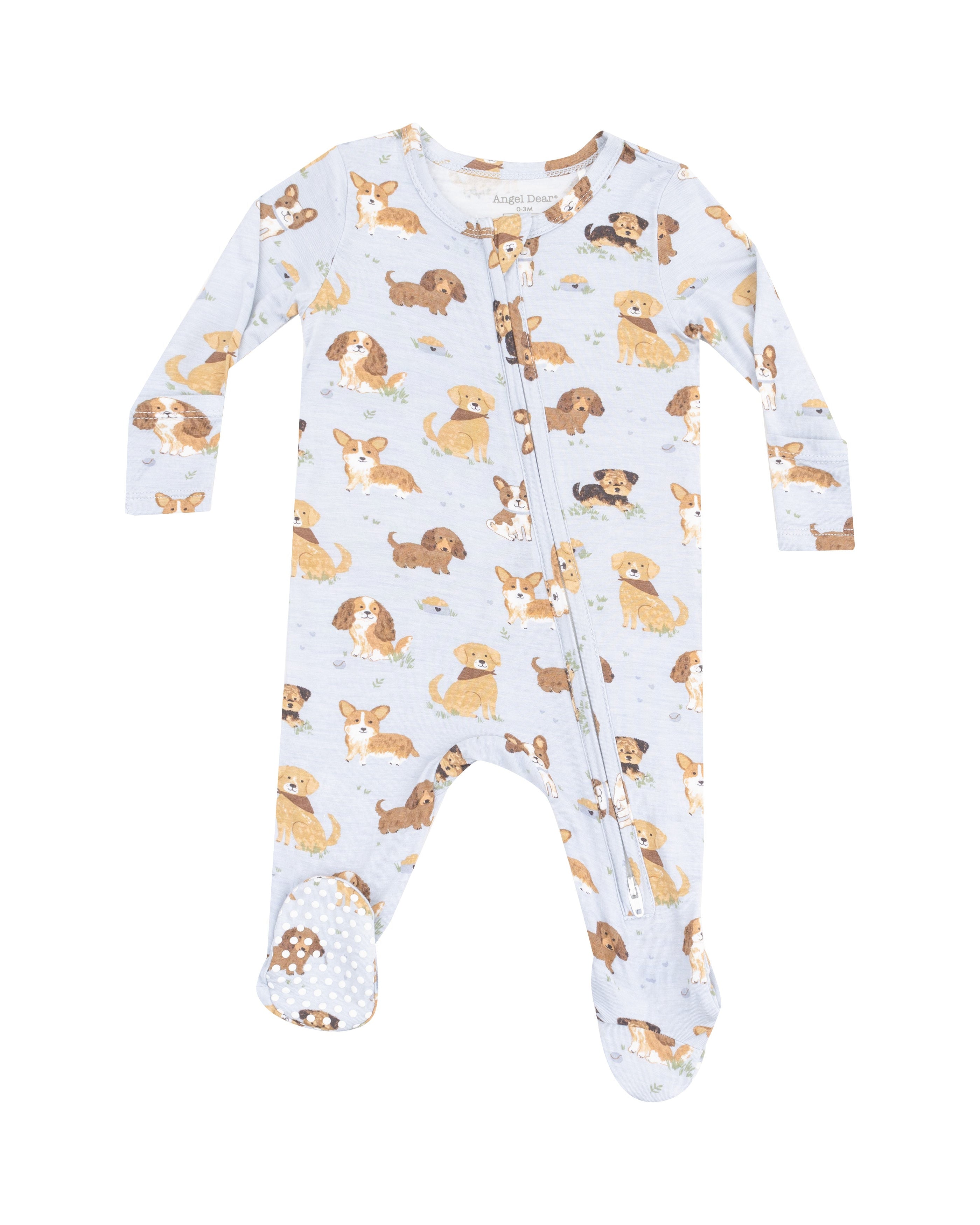 2 Way Zipper Footie - Best Friend Dogs Blue