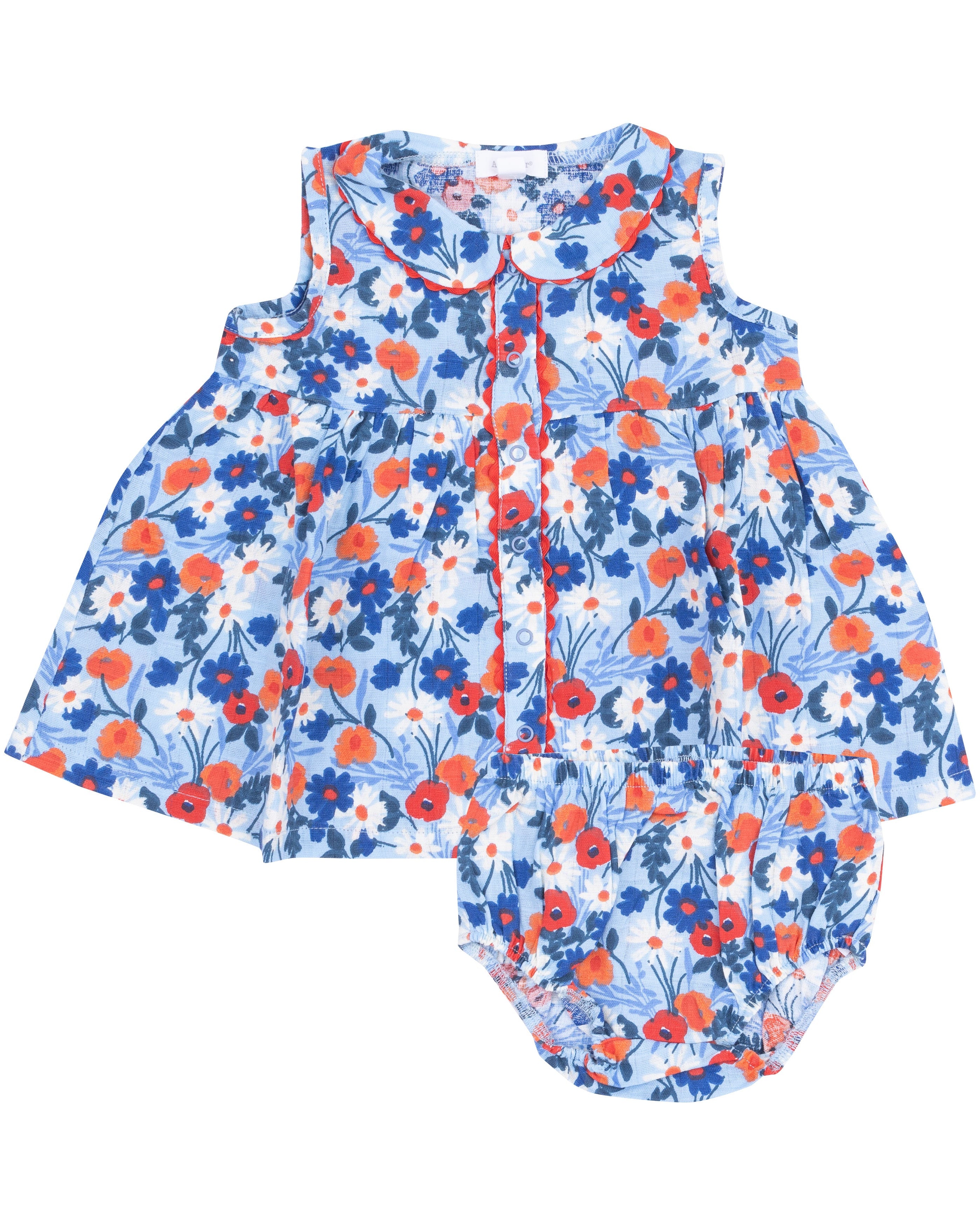 The Jill-Peter Pan Collar With Ric Rac Trim And Diaper Cover - Poppy Days