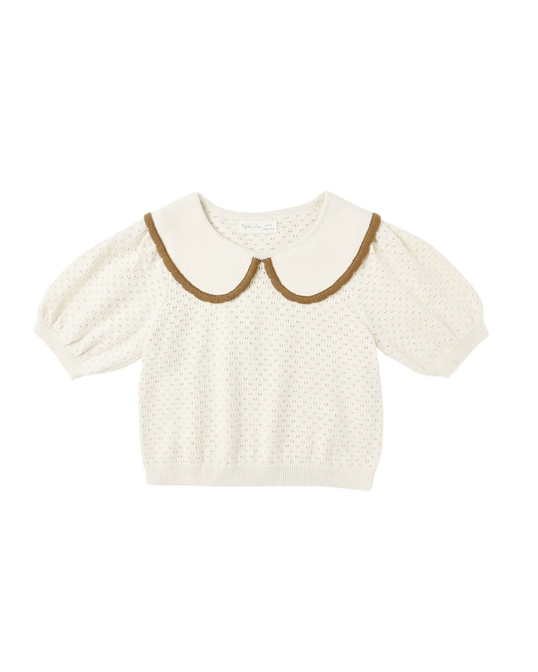 Pointelle Collared Top - Natural