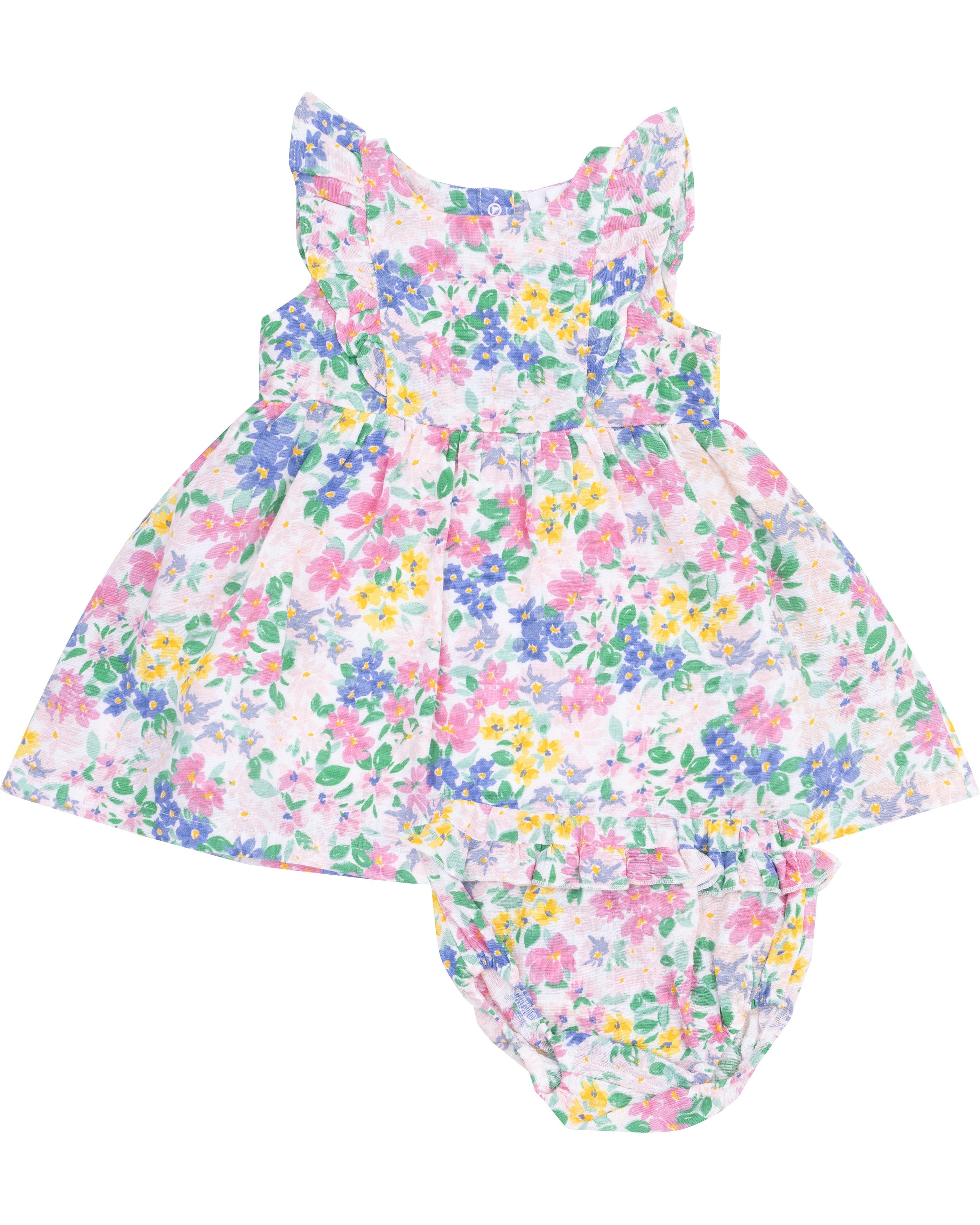 Ruffle Dress Sleeve Dress And Diaper Cover - Emma Floral