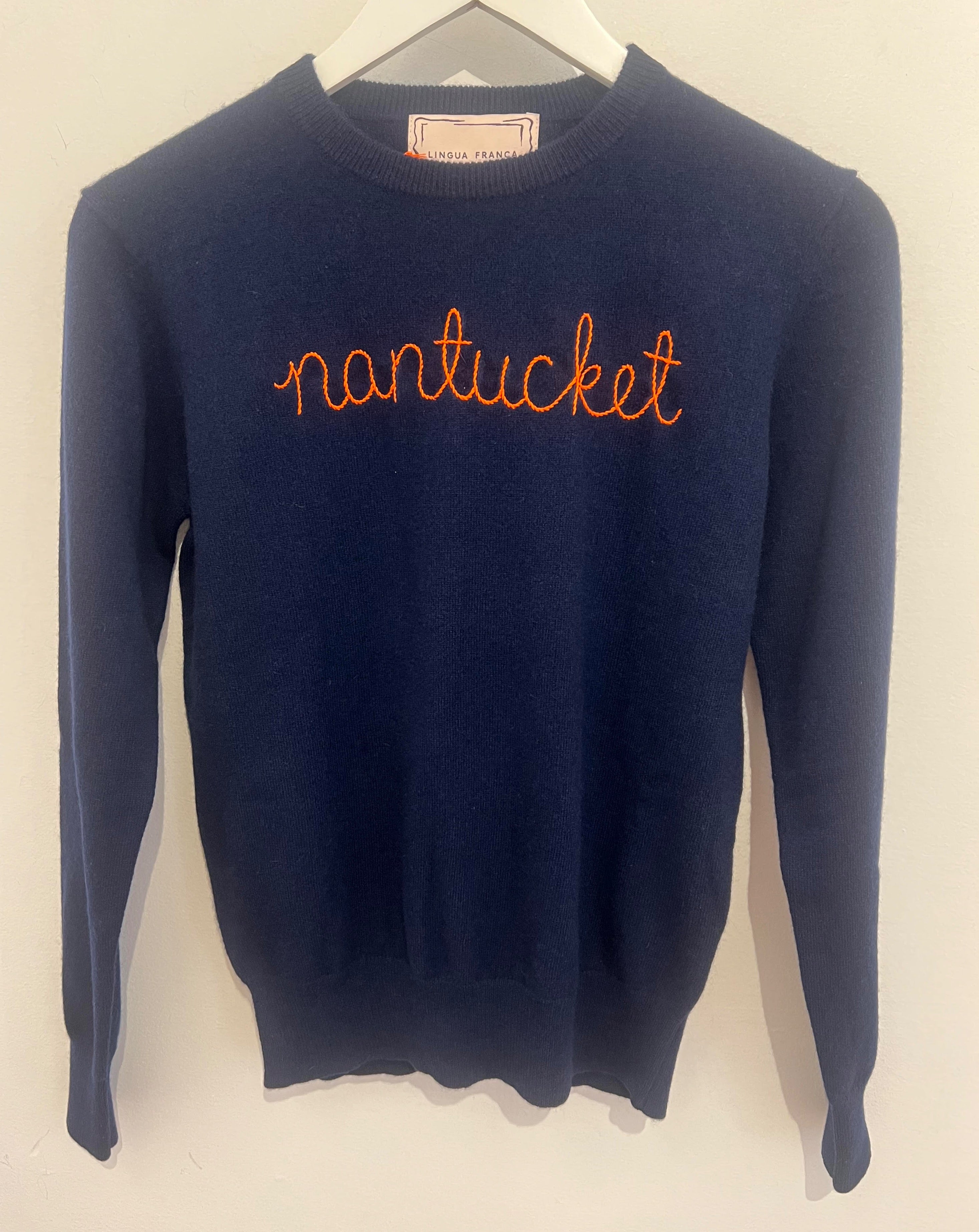 Nantucket Crewneck - Navy/Orange
