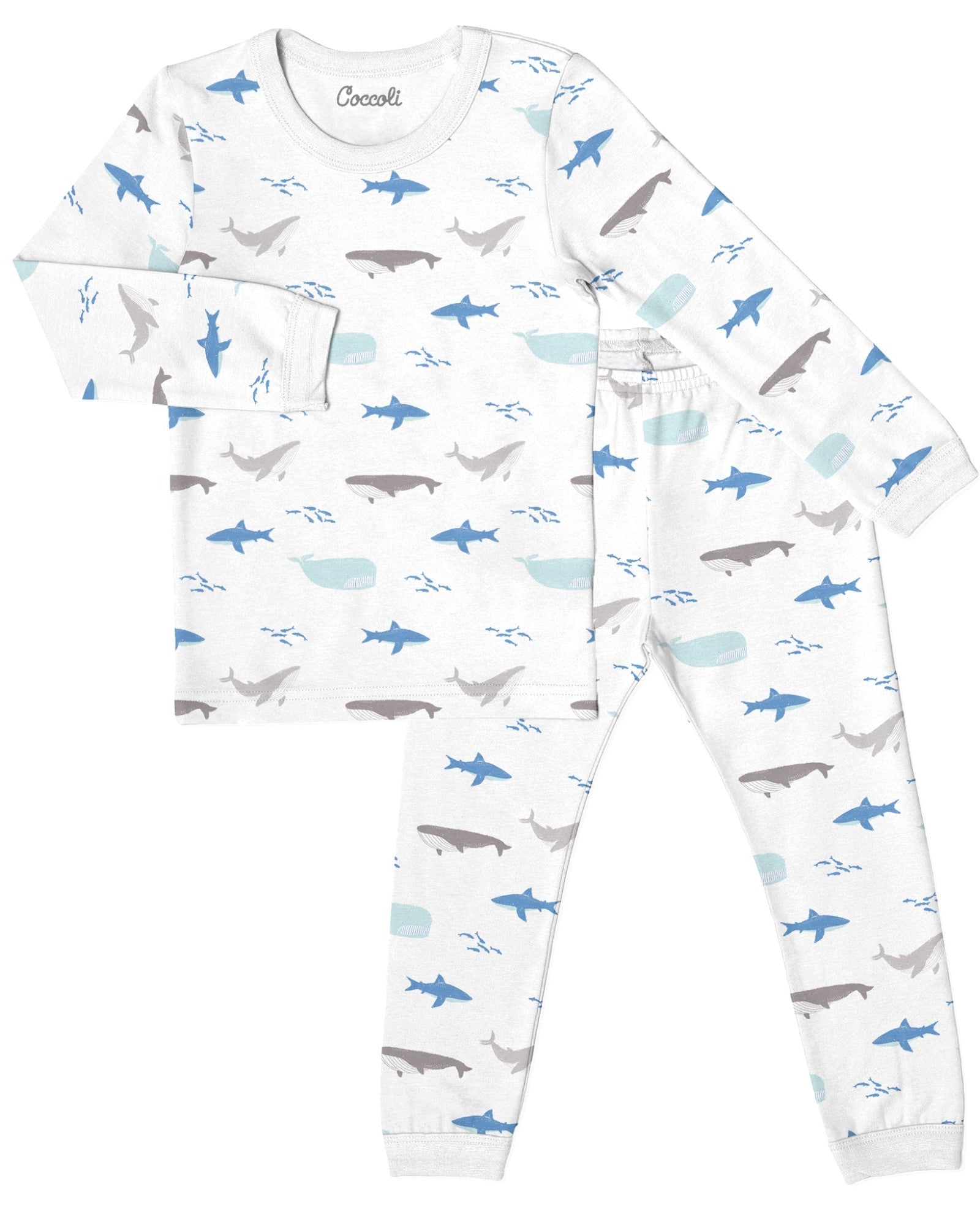 Modal Long Sleeve Pyjama - Ocean Life on Cream