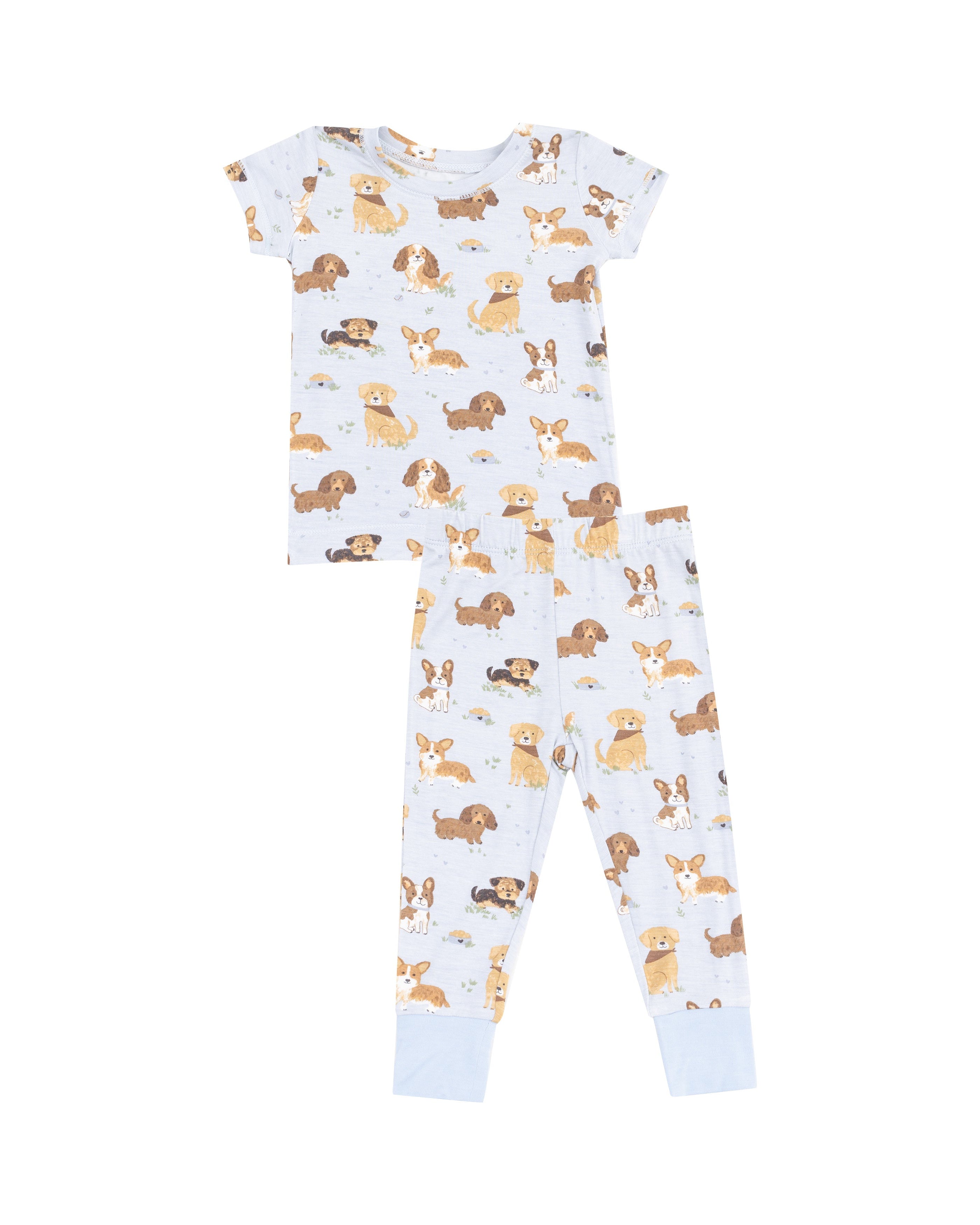 Short-Sleeve Lounge Wear Set - Best Friend Dogs Blue