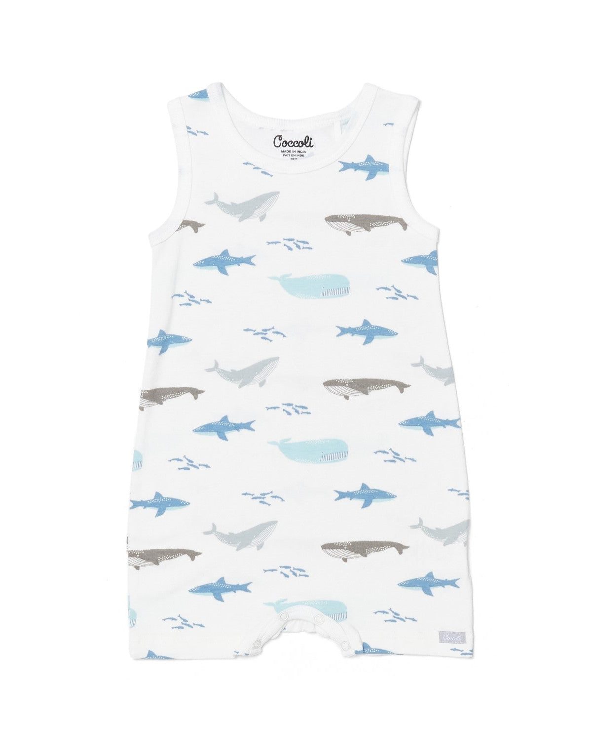 Cotton-Modal Romper - Ocean Life on Cream