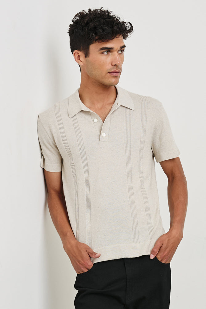 Cillian Knitted Polo - Silversand