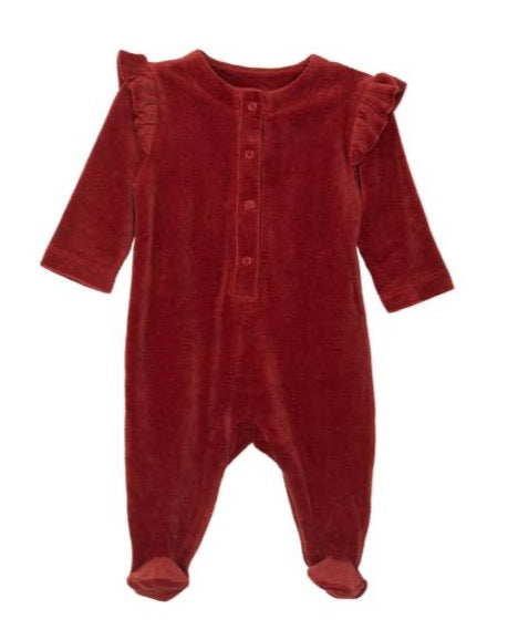 Romper Long Sleeve Velour - Rosewood