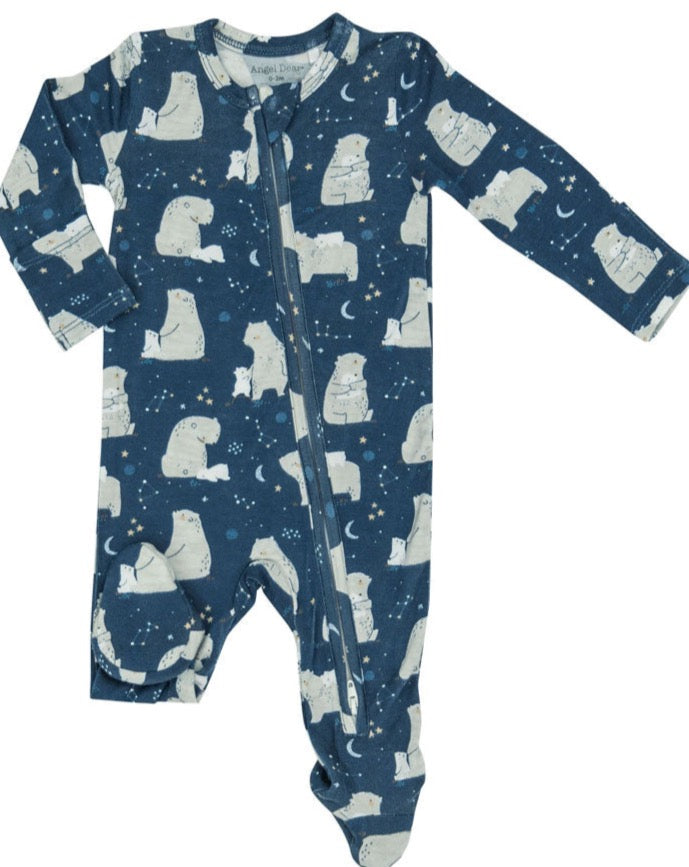 Night Sky Bear - 2 Way Zipper Footie