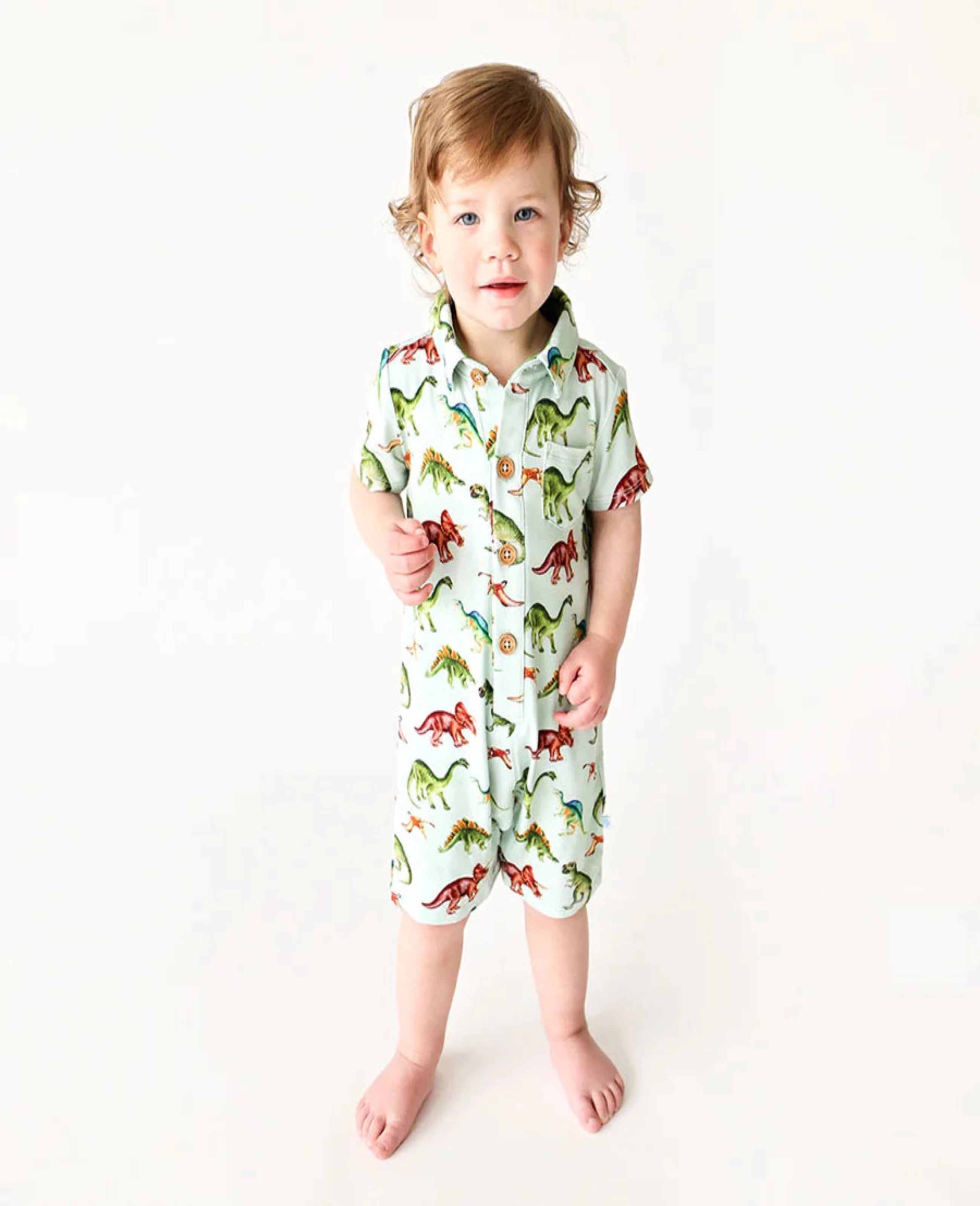 Buddy- Short Sleeve Collard Henley Romper