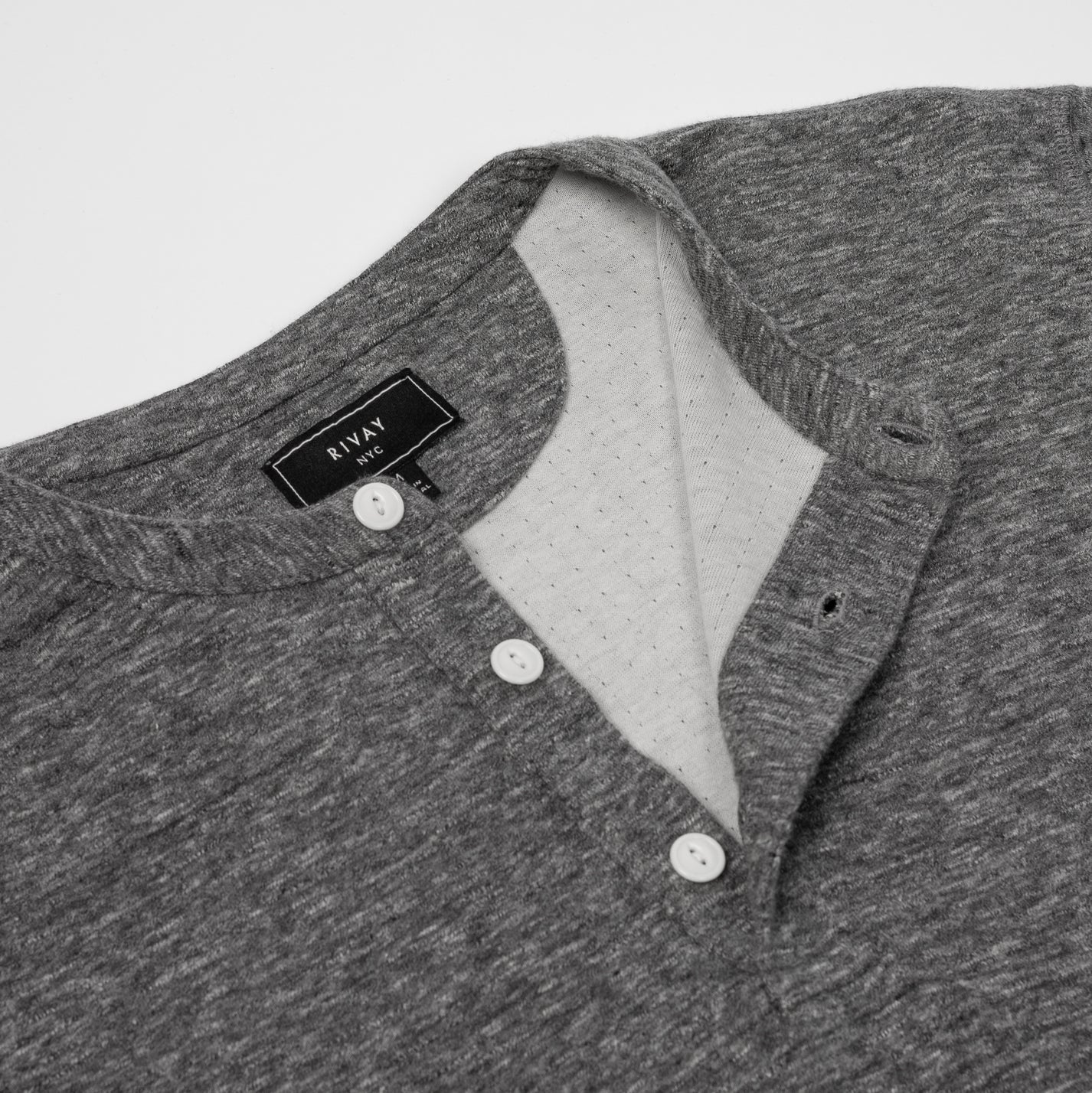 Fields Double Knit Henley in Grey Heather