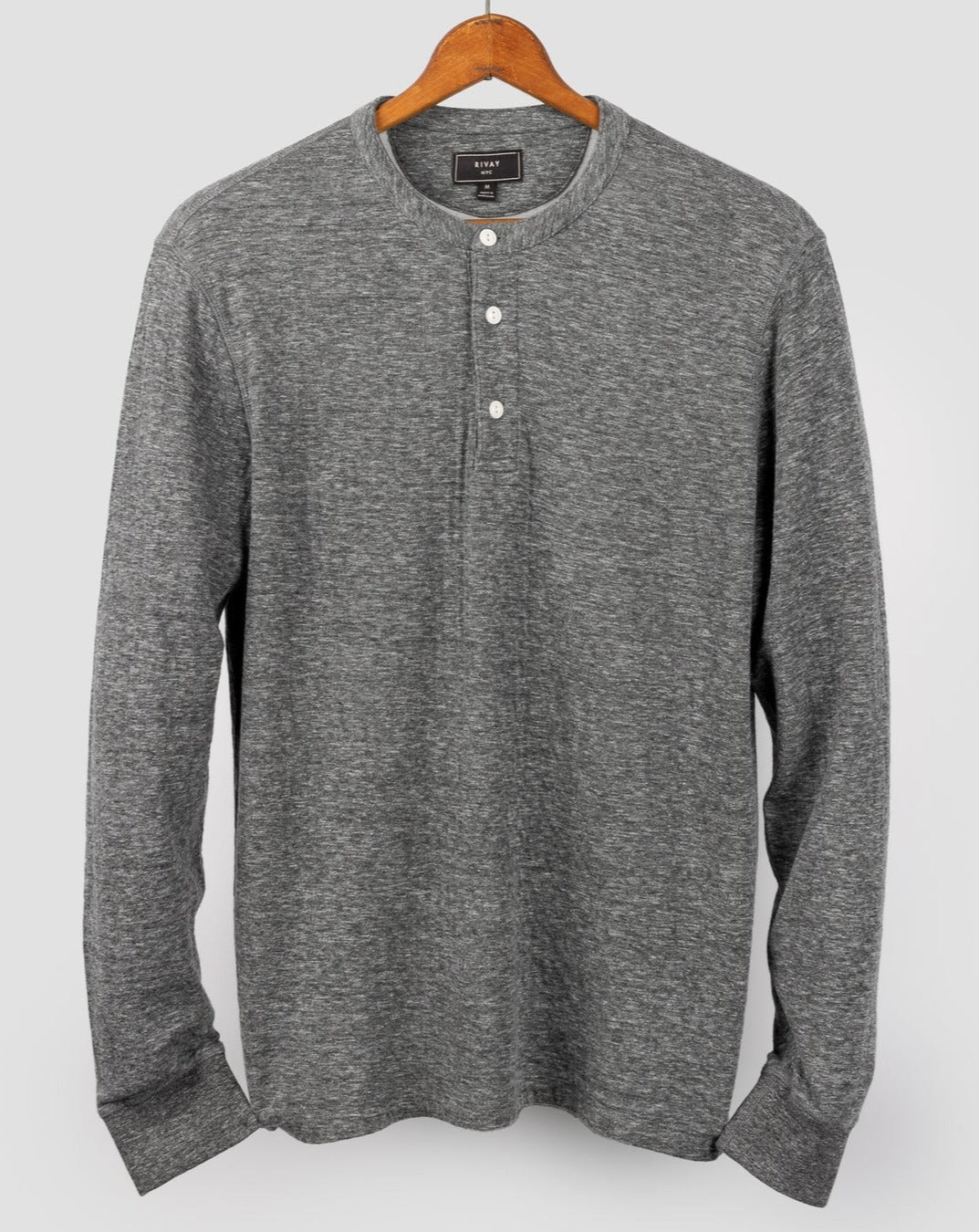 Fields Double Knit Henley in Grey Heather