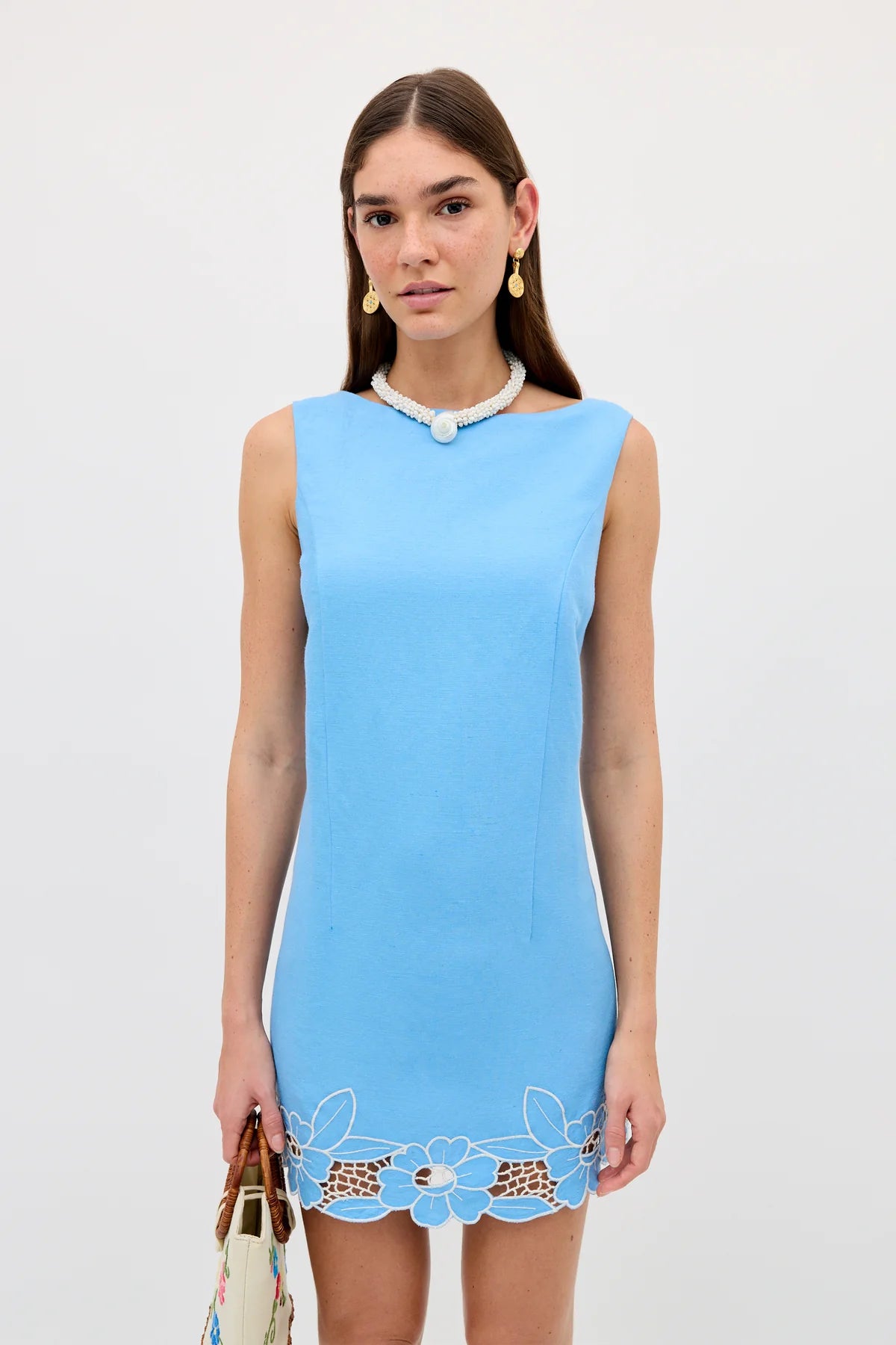 Bingley Dress - Daisy Cutwork Embroidery Blue