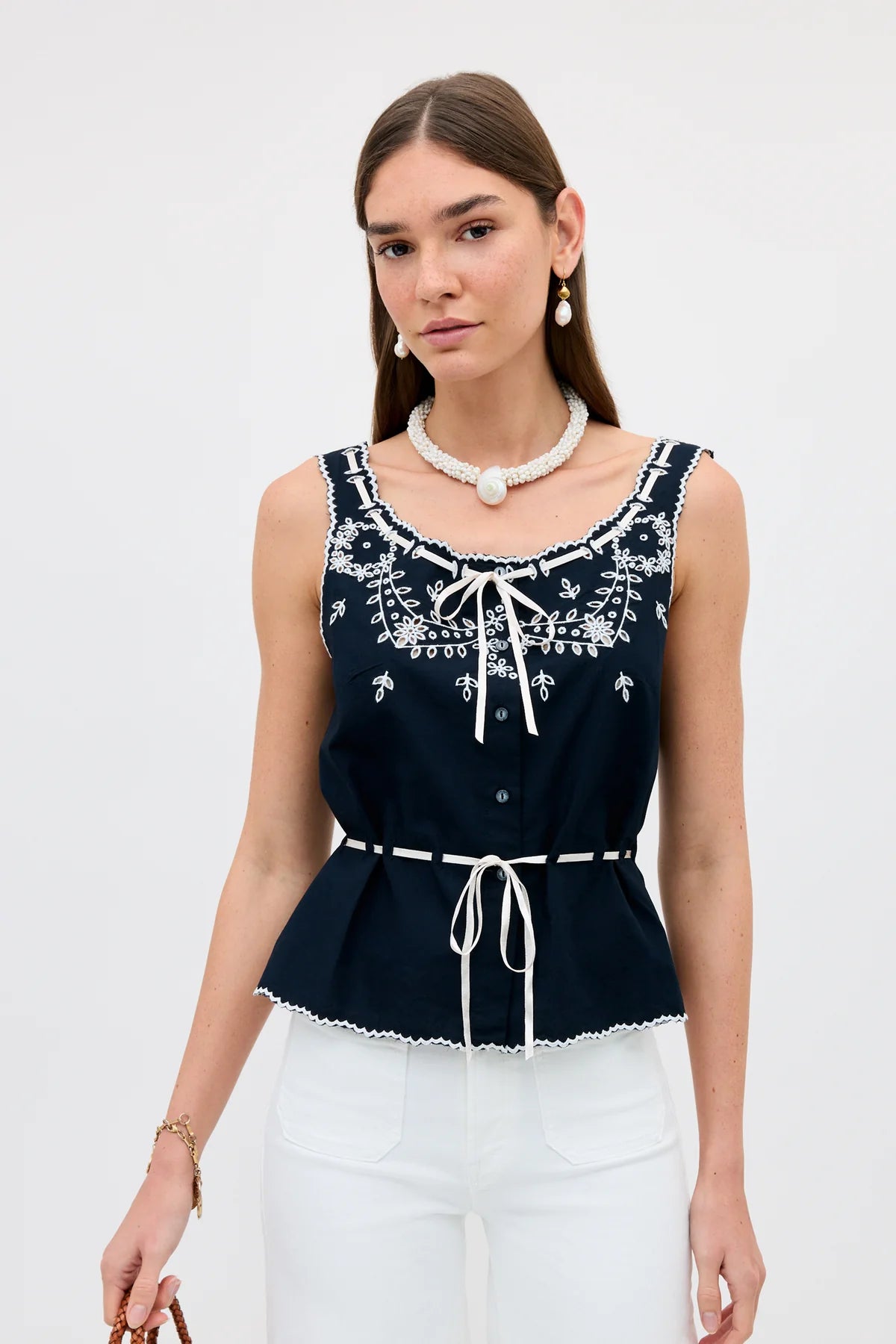 Cassara Top Aster - Cutwork Embroidery Black