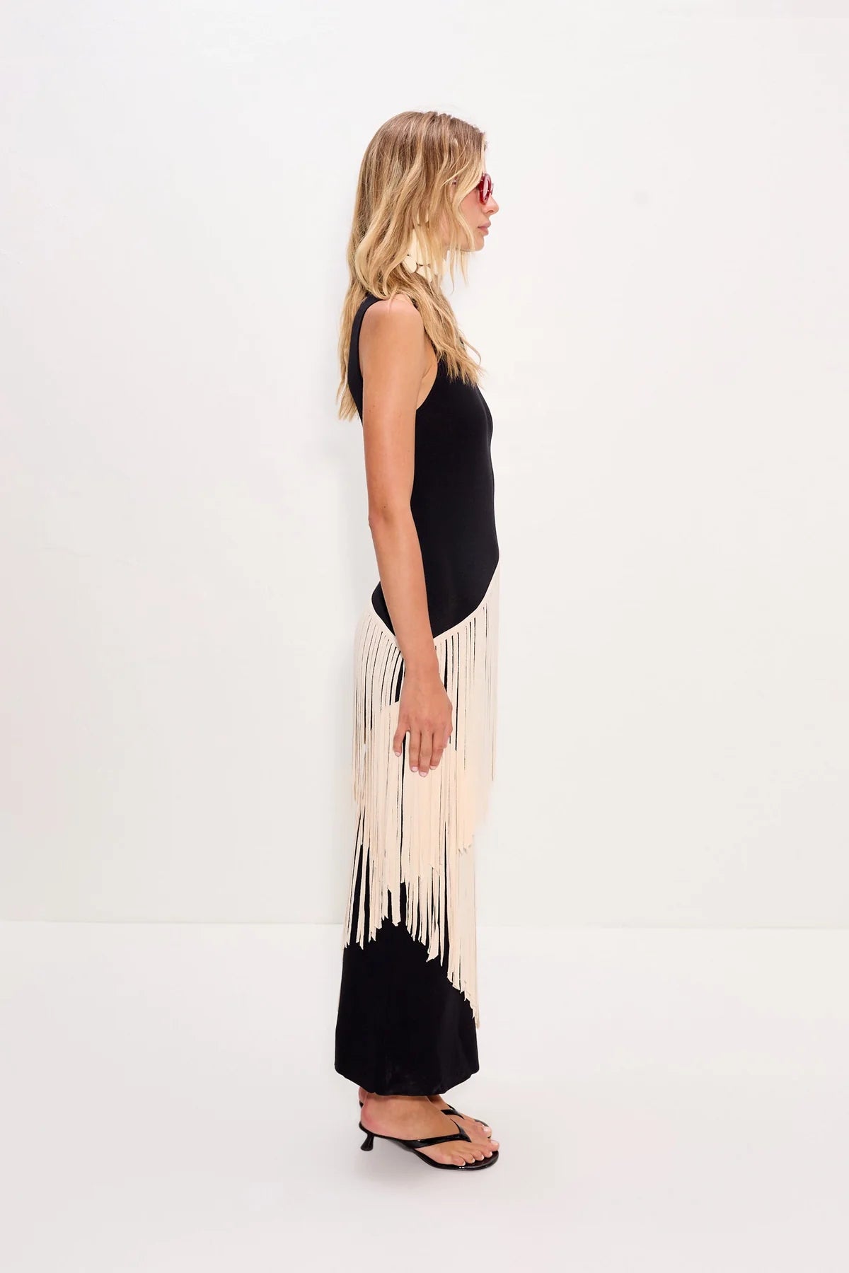 Spiral Knit Dress - Black/Macadamia