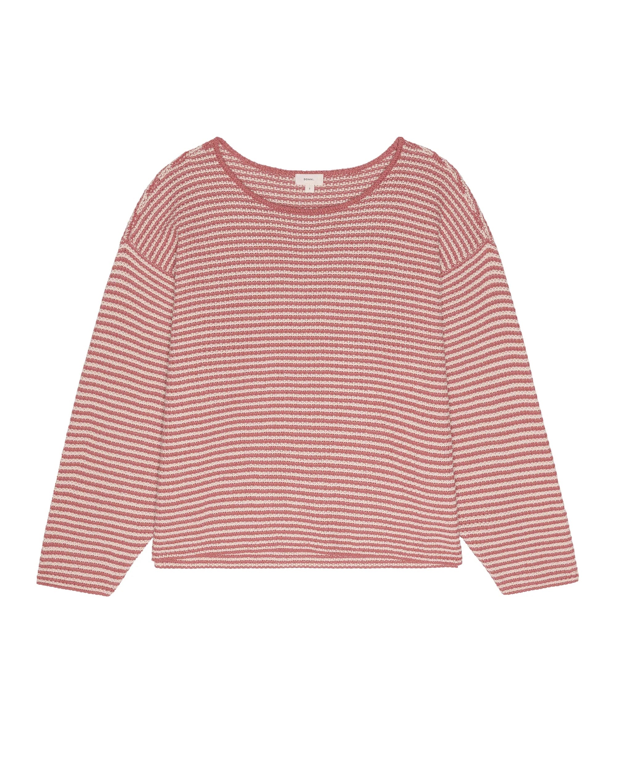 The Knit Stripe Sweater - Rhubarb/Creme