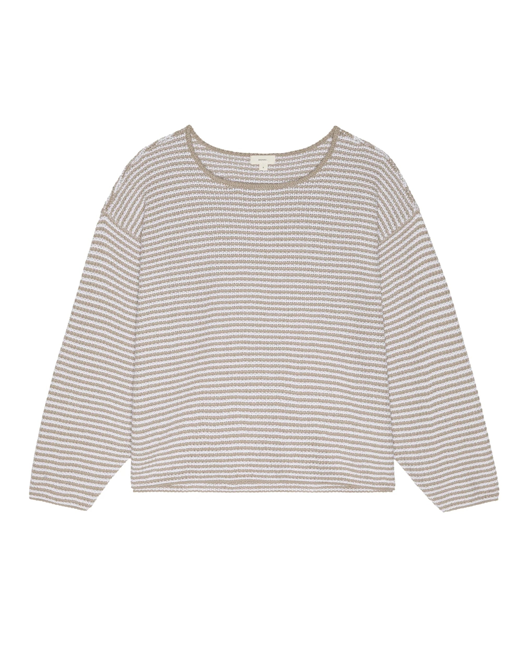 The Knit Stripe Sweater - Shitake/Powder