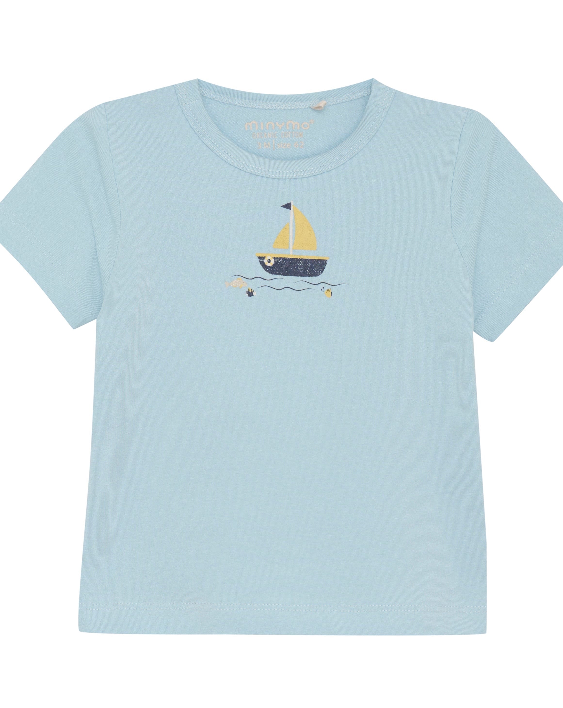 Boat Print T-Shirt and Sweat Shorts Set - Winter Sky and Blue Nights
