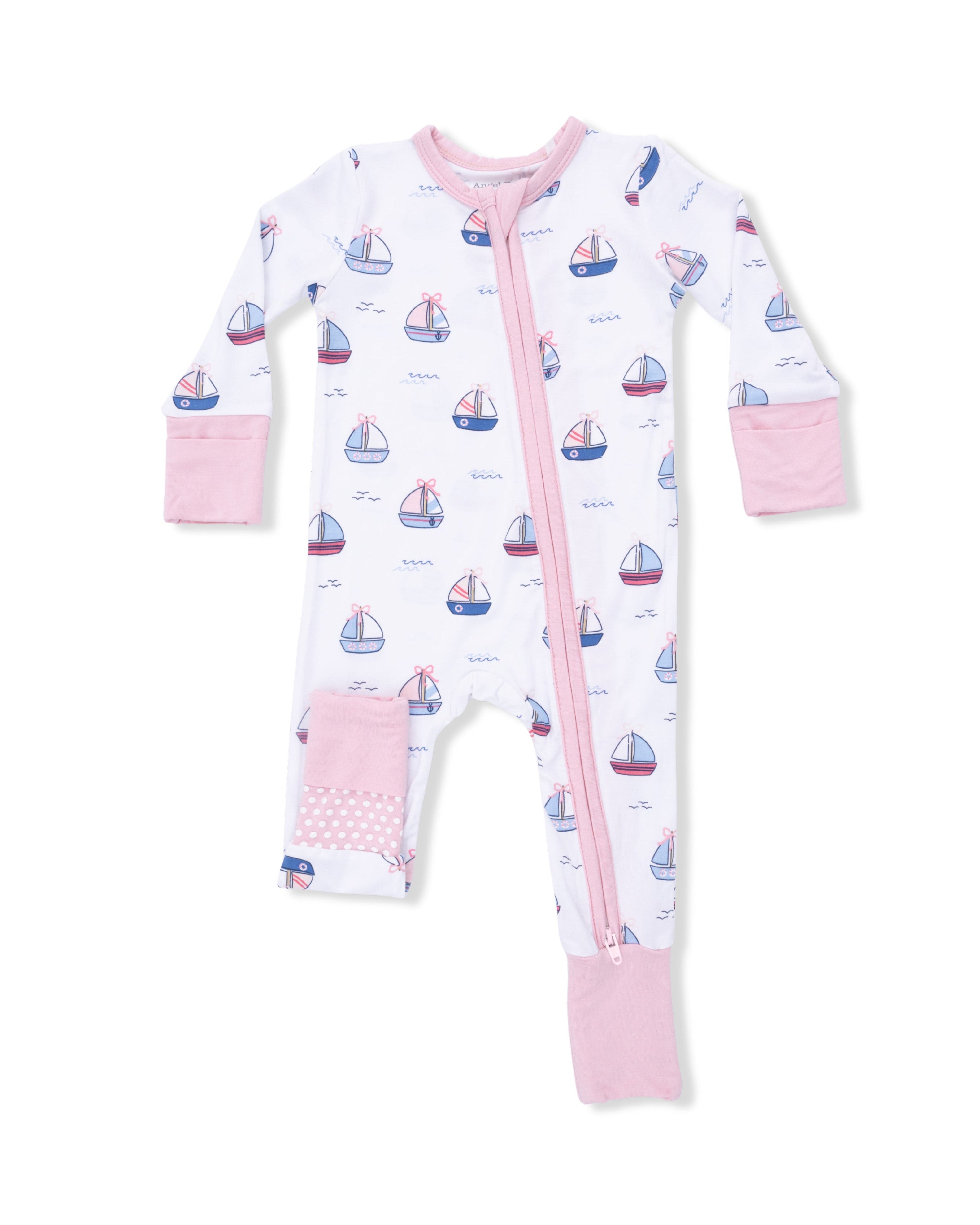 Convertible Romper - Bubbly Sailboats Pink