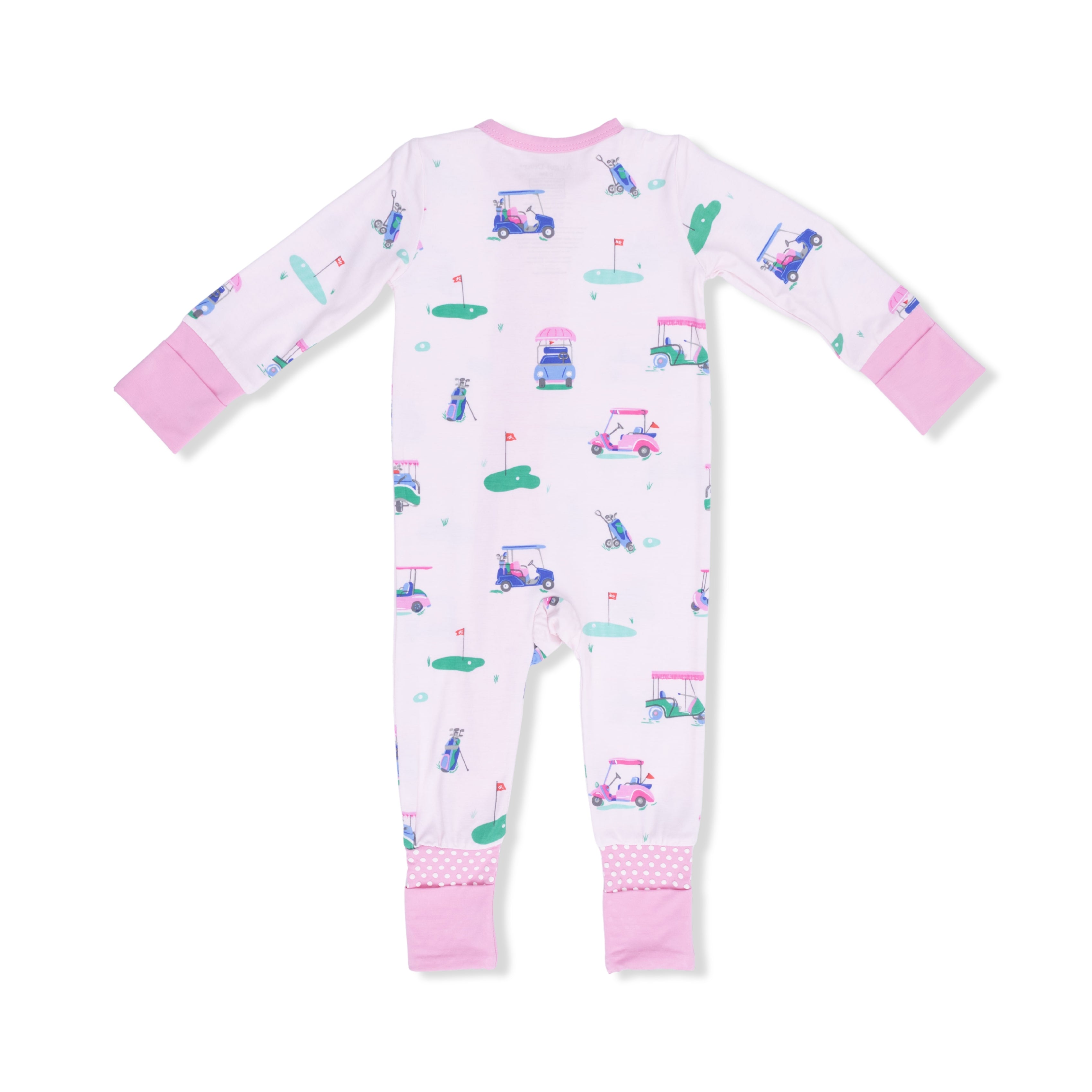 Convertible Romper - Vintage Golf Carts Pink