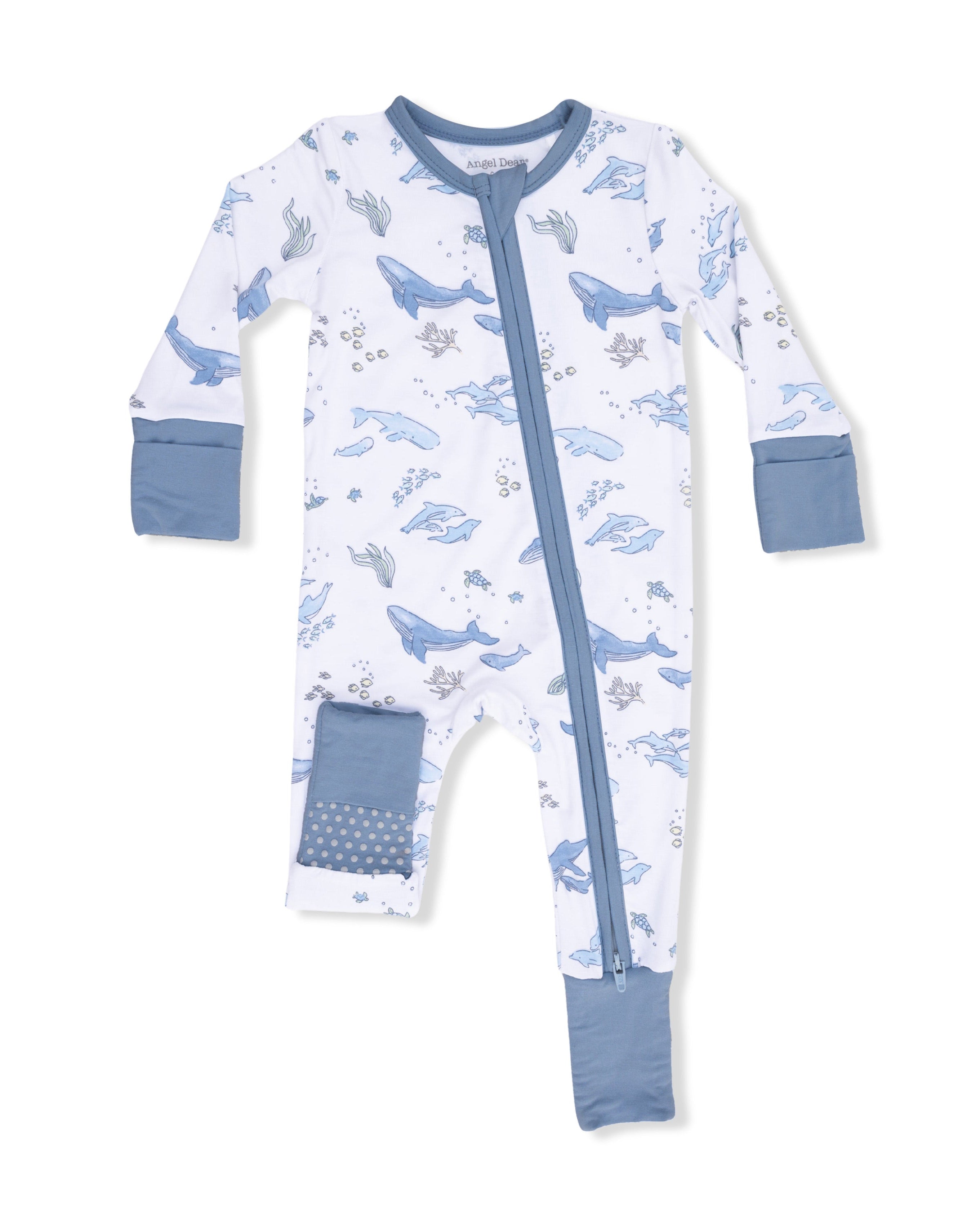 Convertible Romper - Watercolor Blue Whales