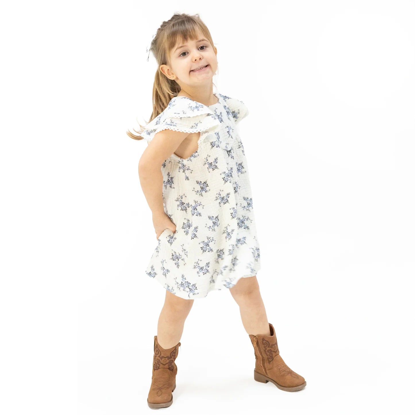 V-Neck Dress and Bloomer - Belle Rosette Dot