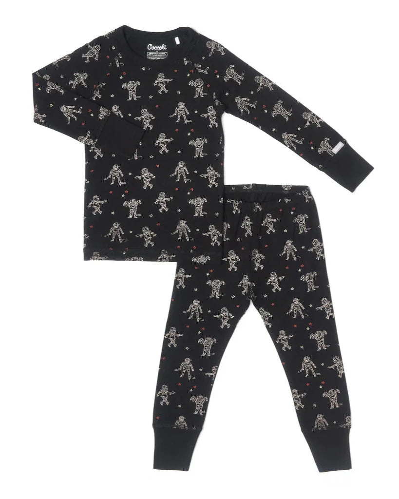 Cotton Modal Long Sleeve Pyjama - Mummies on Black