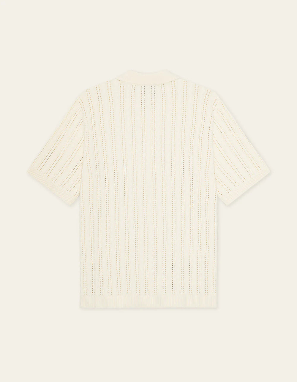 Cable Knitted SS Shirt - Eggnog White