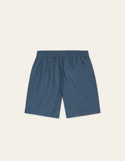 Drawstring Linen Shorts - Dark Denim Blue