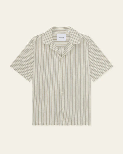 Stripe Cotton-Linen SS Shirt - Dark Sand
