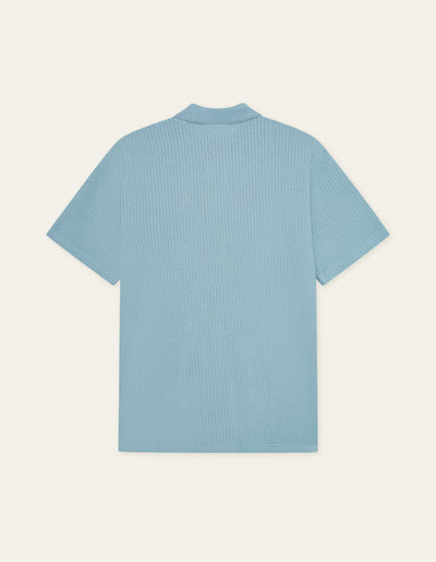 Pointelle SS Shirt - Faded Denim Blue