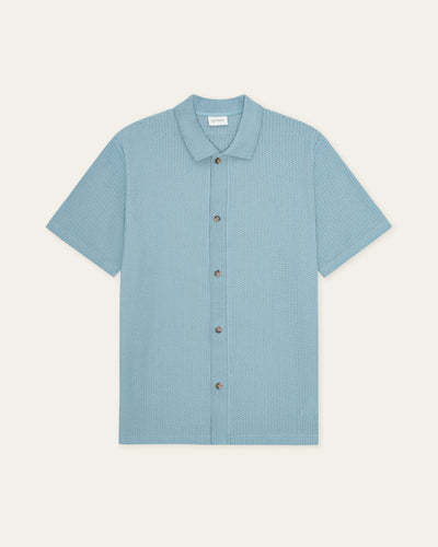 Pointelle SS Shirt - Faded Denim Blue