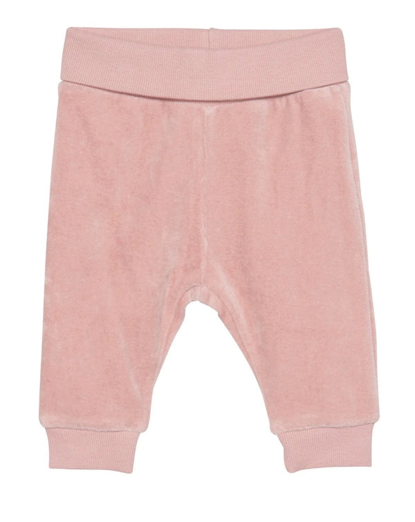 Long Sleeve Bodysuit with Collar in Egret and Velour Pants in Misty Rose Set