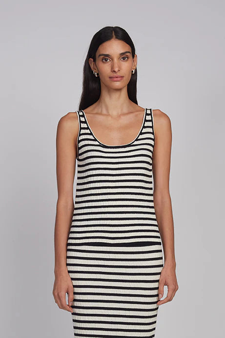 Katia Stripe Tank - Ivory/Black Stripe