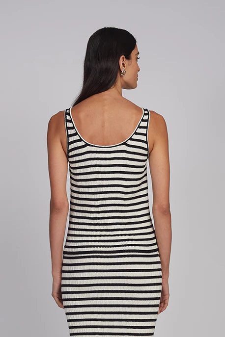 Katia Stripe Tank - Ivory/Black Stripe