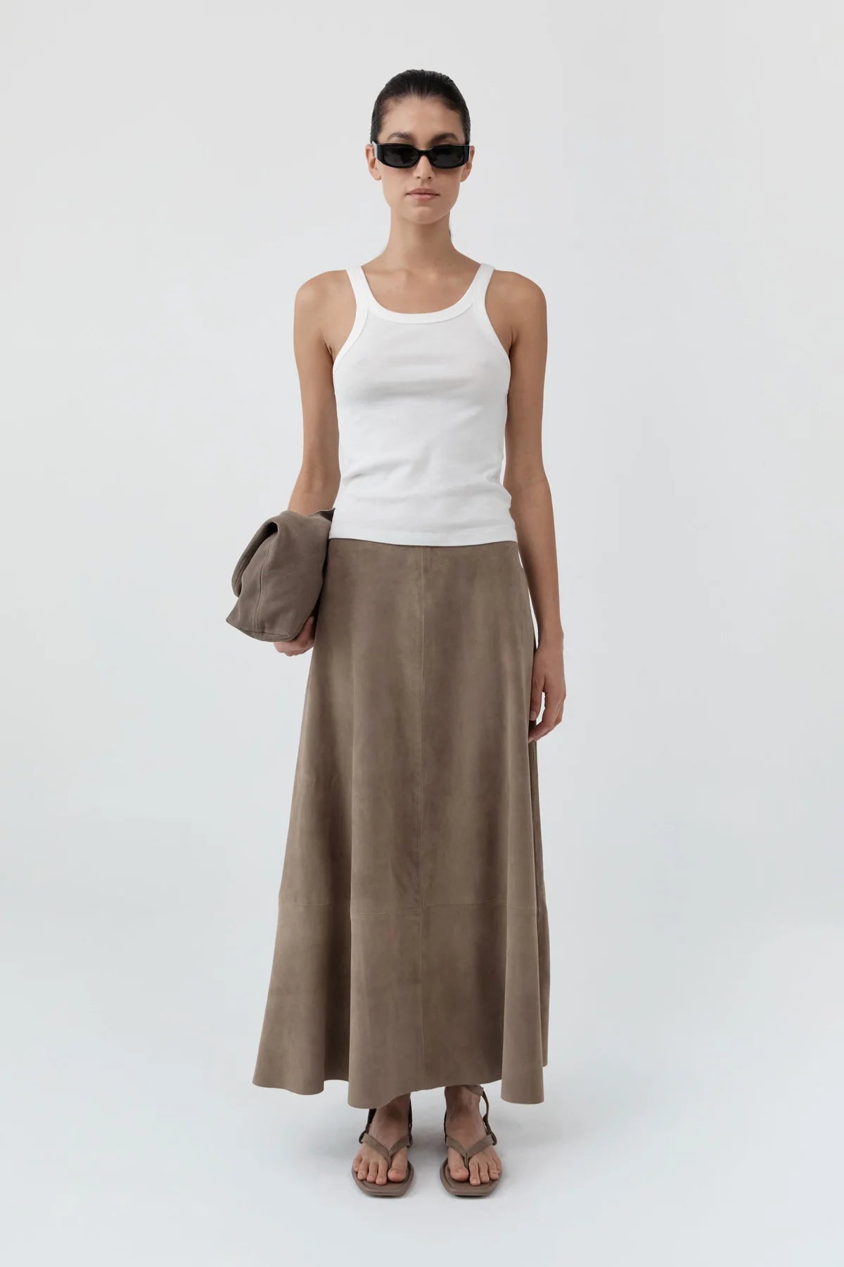 Suede Circle Skirt - Earth