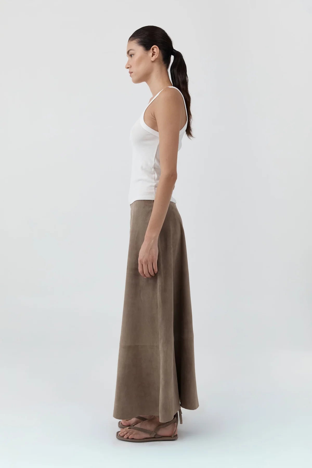 Suede Circle Skirt - Earth