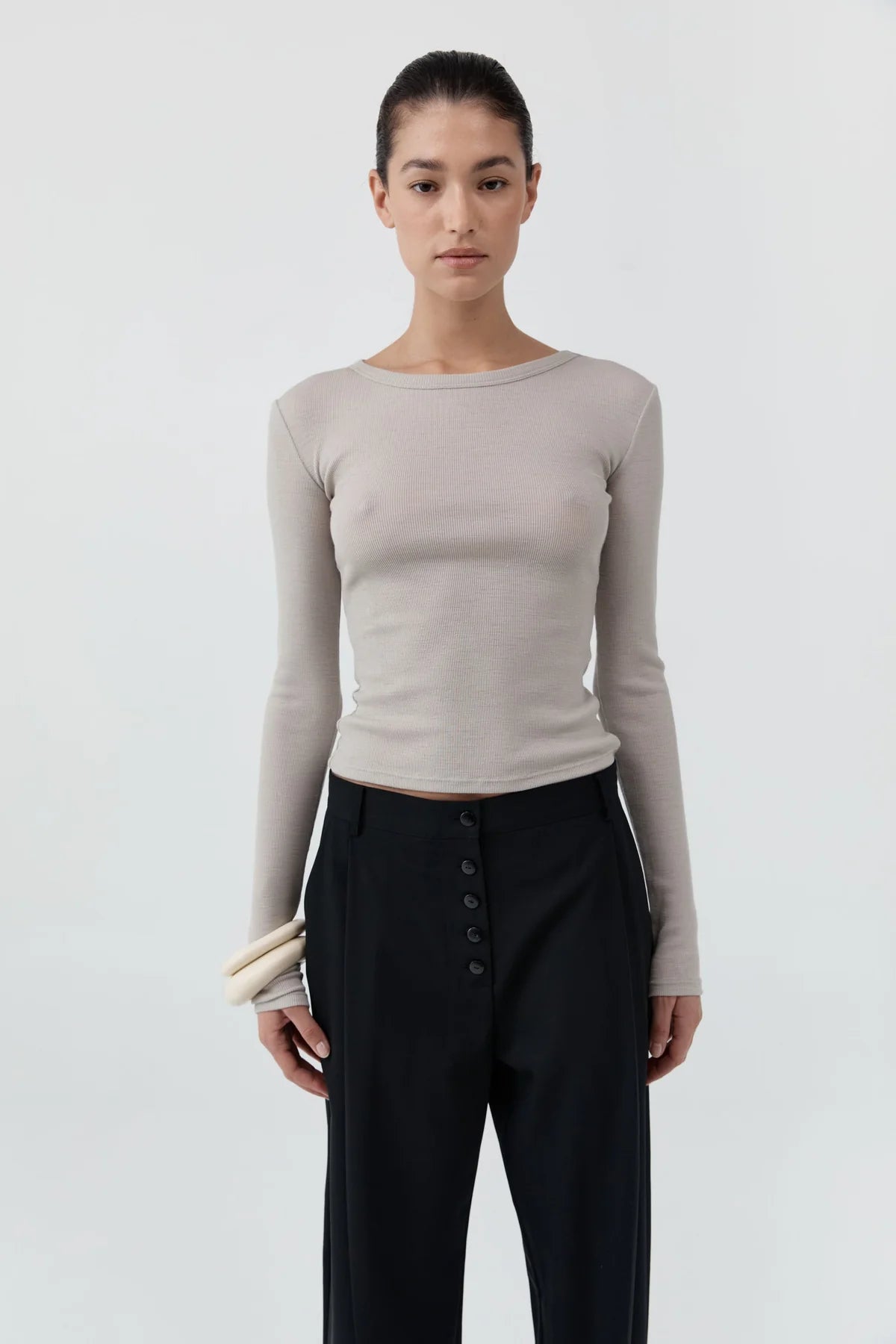 Baby Wool Long Sleeve Top - Soft Ash