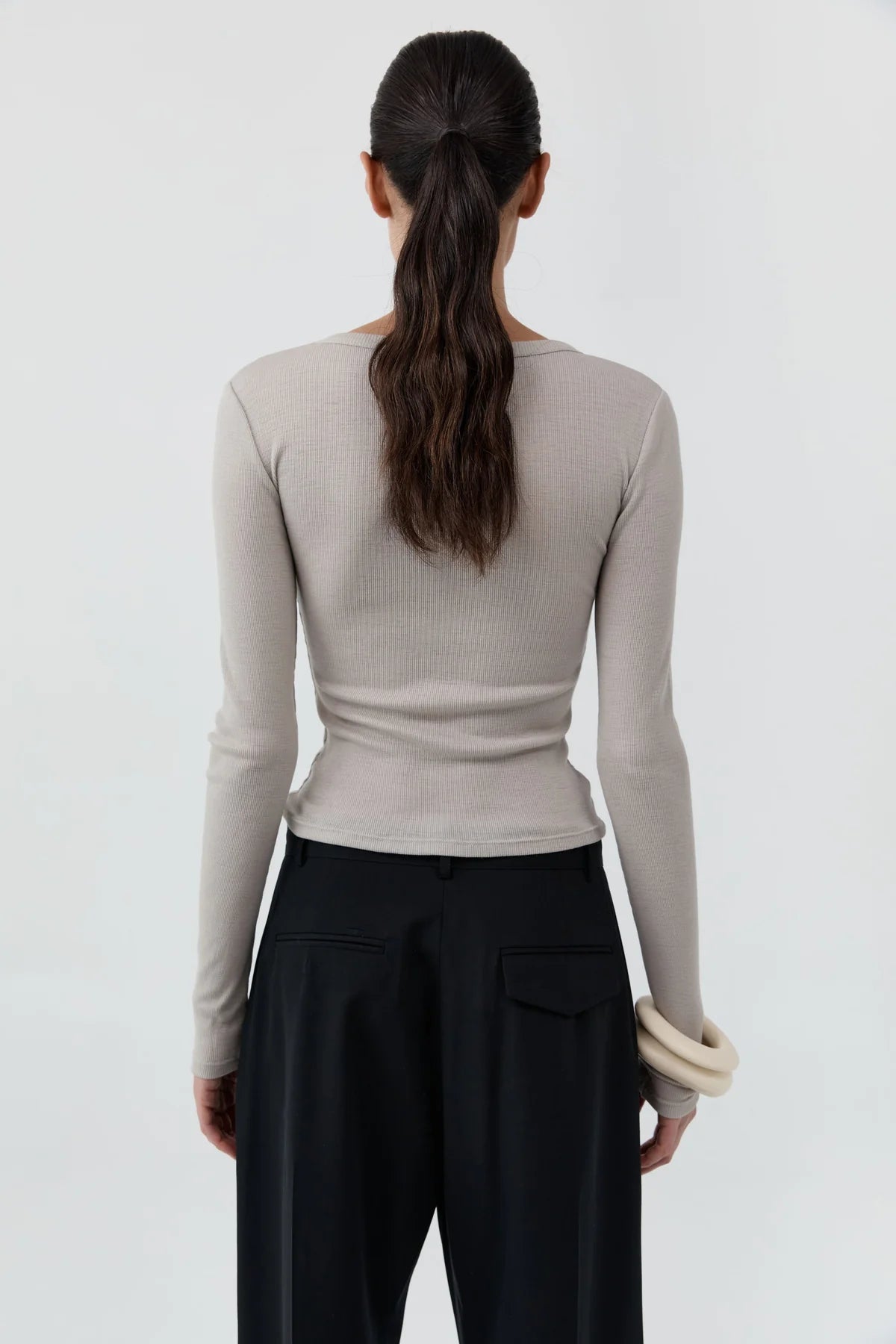 Baby Wool Long Sleeve Top - Soft Ash