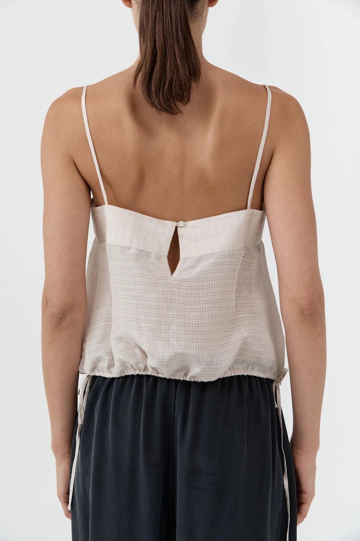 Woven Check Drawstring Cami - Soft Ash