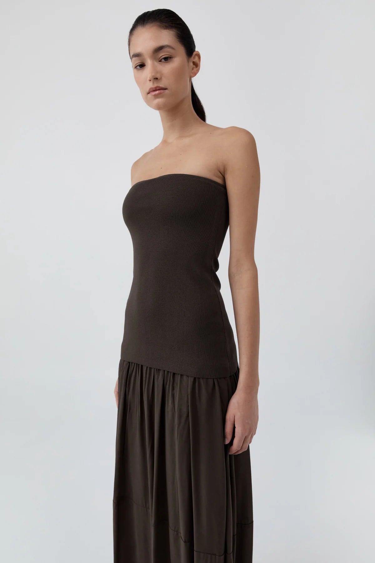 Strapless Balloon Hem Dress - Cedar