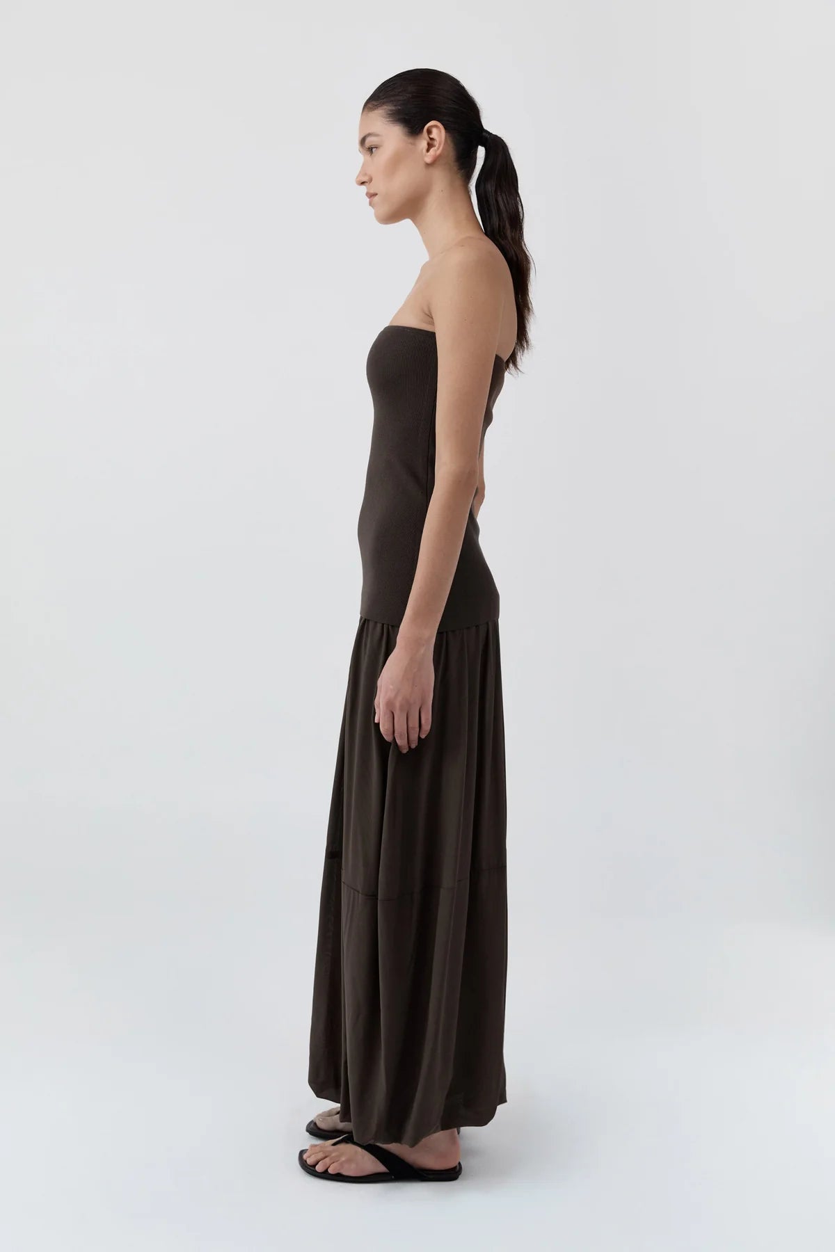 Strapless Balloon Hem Dress - Cedar
