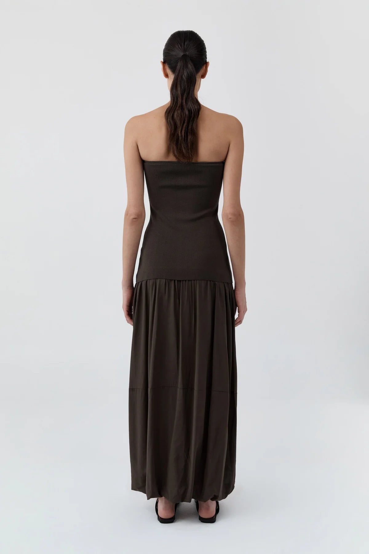Strapless Balloon Hem Dress - Cedar