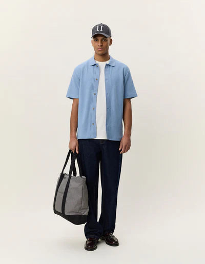 Pointelle SS Shirt - Faded Denim Blue