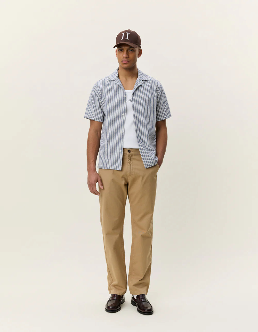 Stripe Cotton-Linen SS Shirt - Dark Denim Blue